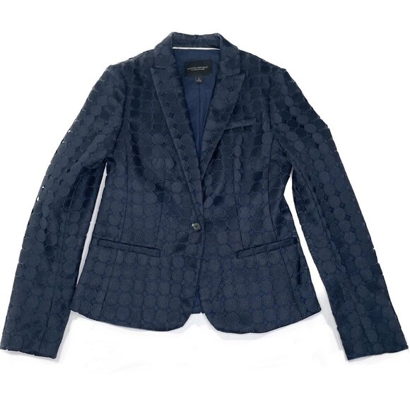 Banana Republic Classic Fit Eyelet Dot Blazer in Navy 0 XS - Picture 2 of 10